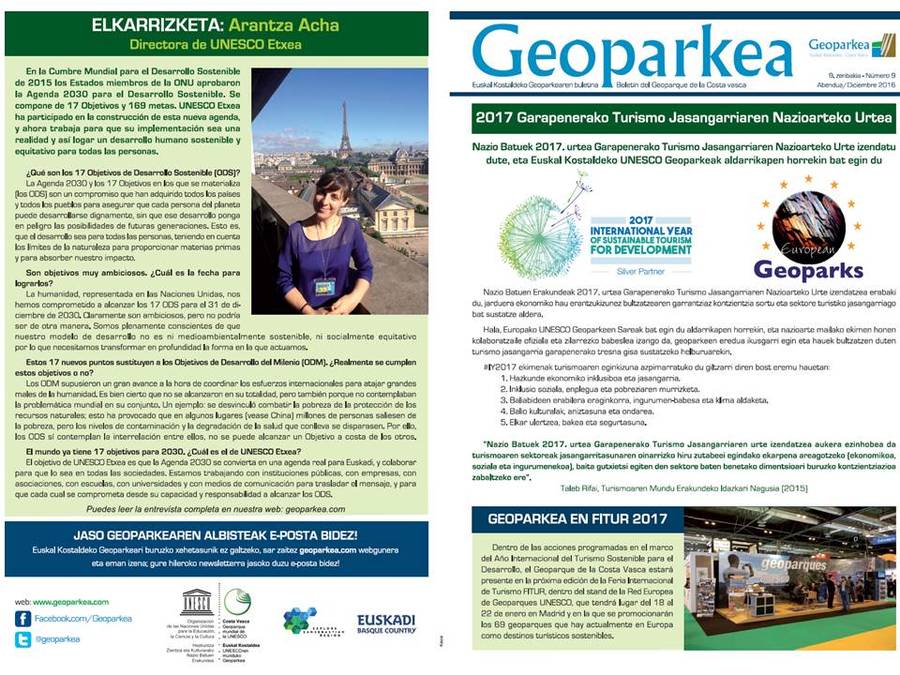 Albiste buletina argitaratu du Geoparkeak